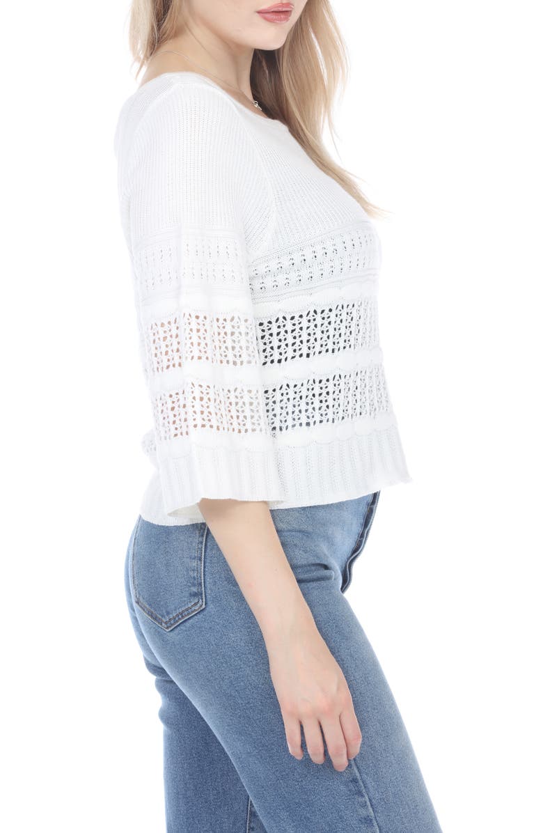RAIN AND ROSE Cropped Bell Sleeve Sweater, Alternate, color, White