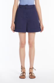 Weekend Max Mara Cirino Belted Cotton & Linen Shorts