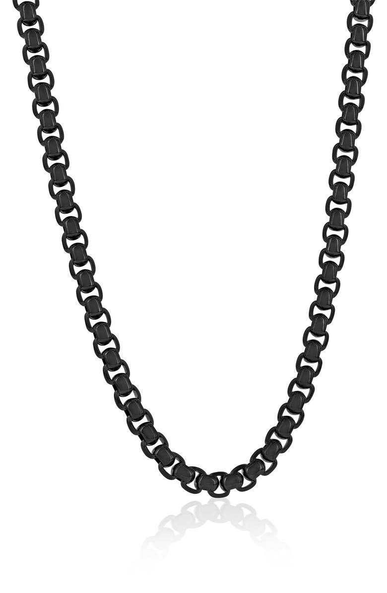 BLACKJACK Men's Round Box Chain Necklace, Main, color, Black