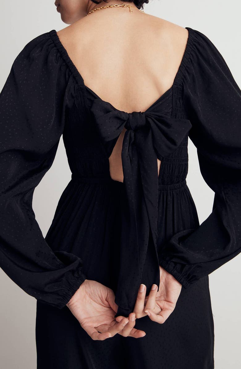 Madewell Lucie Star Jacquard Tie Back Long Sleeve Jumpsuit, Alternate, color, 