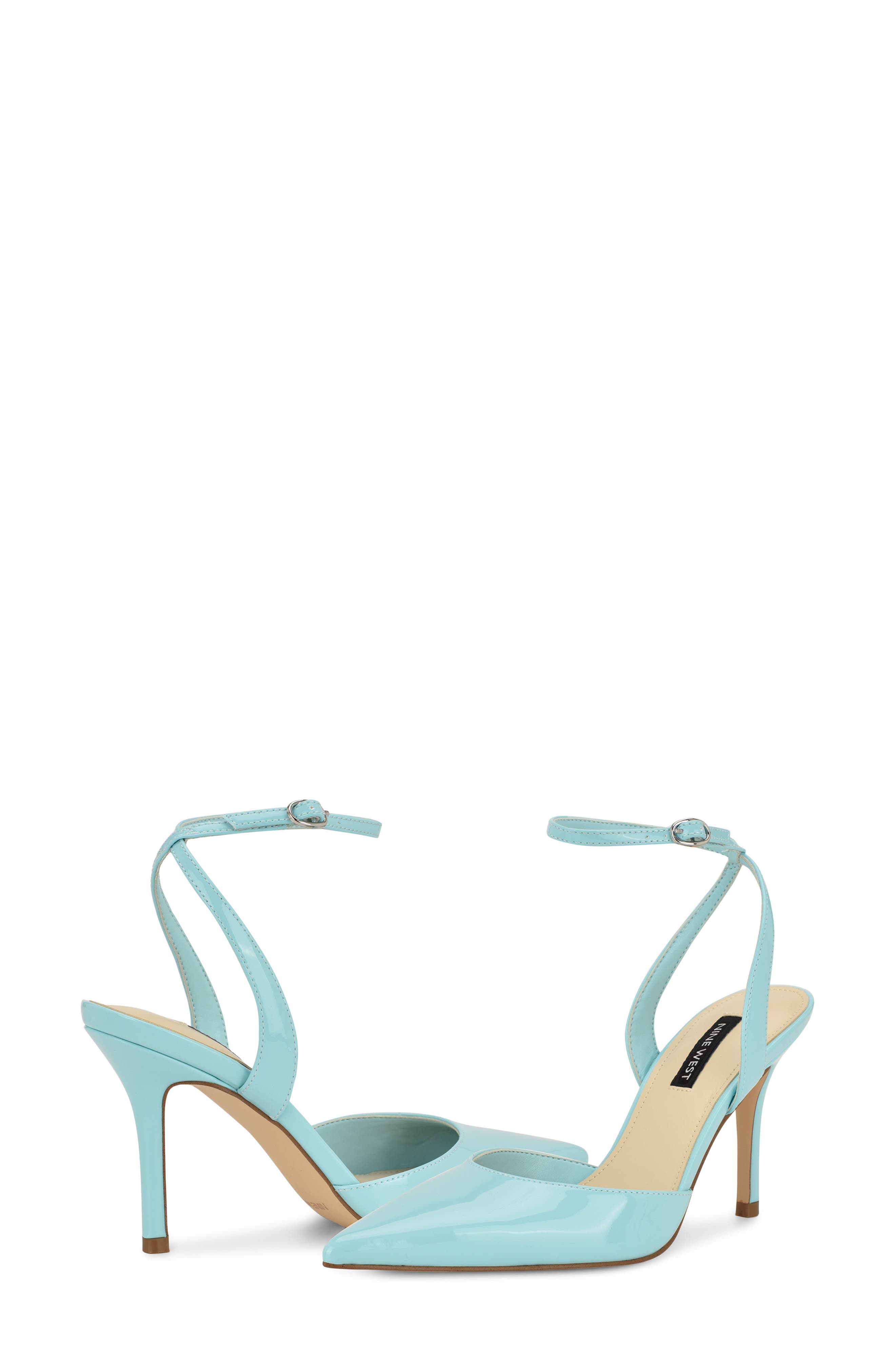 Grana Ankle Strap Pointed Toe Pump, Alternate, color, LIGHT BLUE
