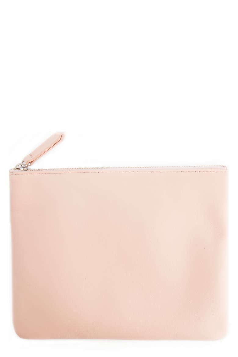 Personalized Leather Travel Pouch, Main, color, LIGHT PINK- GOLD FOIL