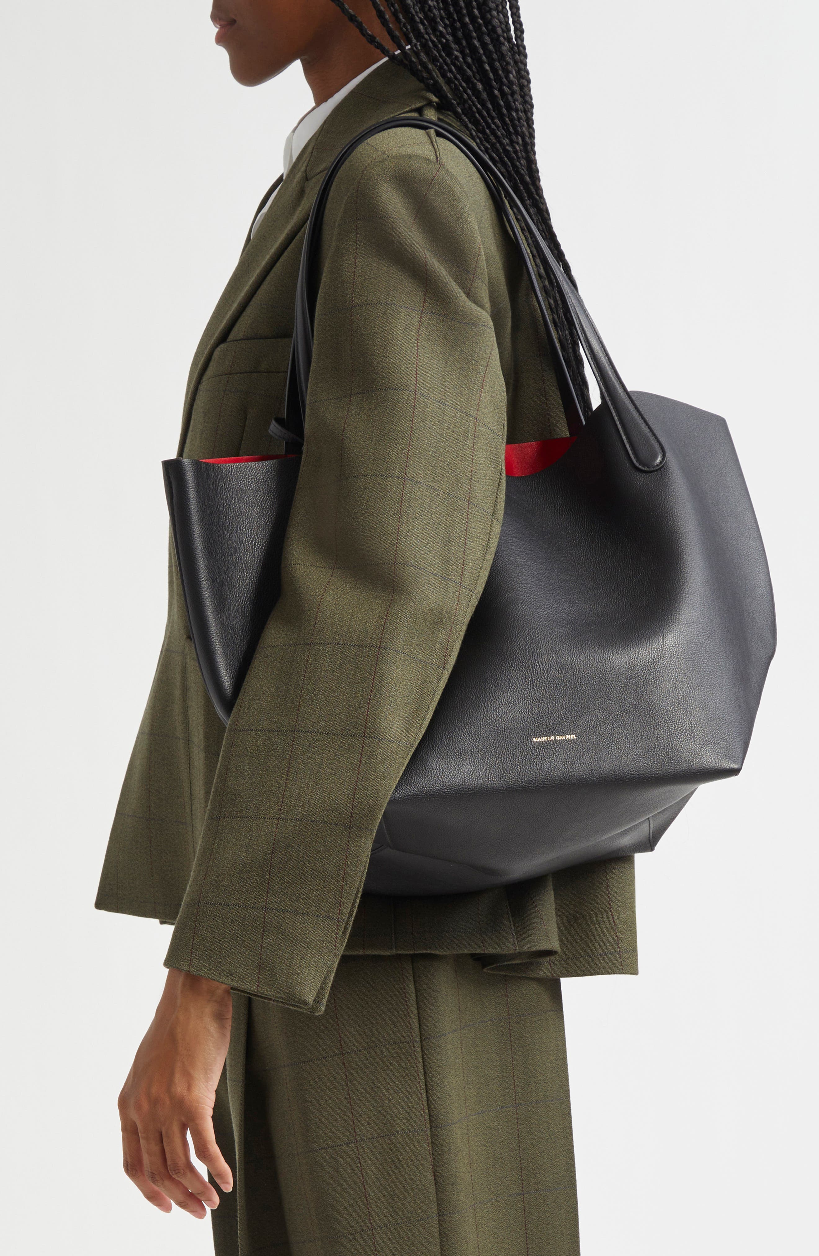 Mansur Gavriel Everyday Soft Leather Tote, Alternate, color, Black/Flamma