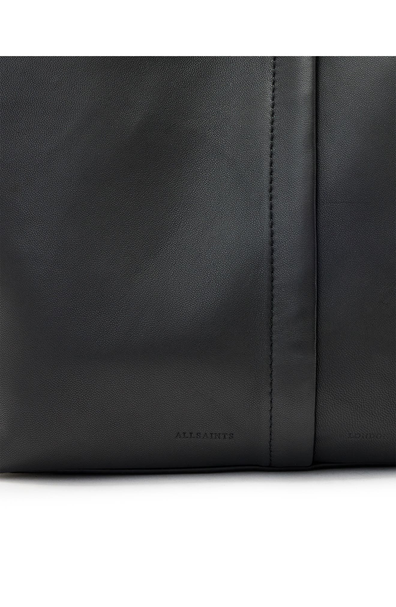 AllSaints Ara East West Leather Tote, Alternate, color, Black