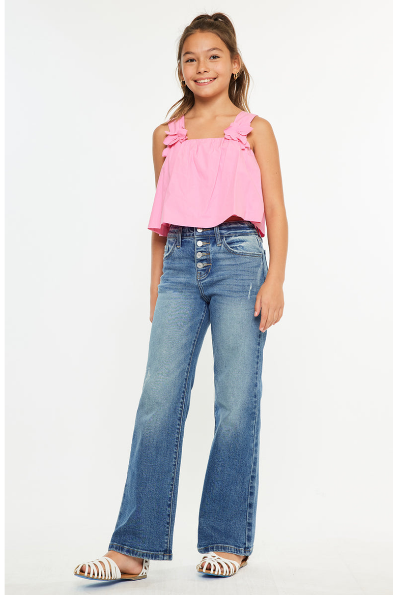 Celine High Rise Kids 90s Flare Jeans, Alternate, color, Medium Wash