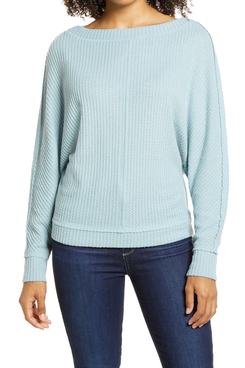 Dolman Sleeve Thermal Top, Main, color, BLUE MINERAL