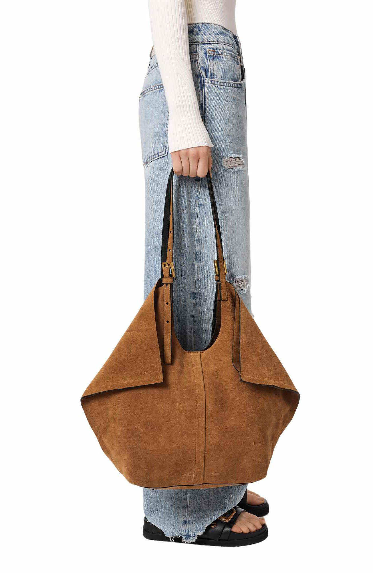 Ara East West Suede Tote, Alternate, color, ARIZONA TAN BROWN