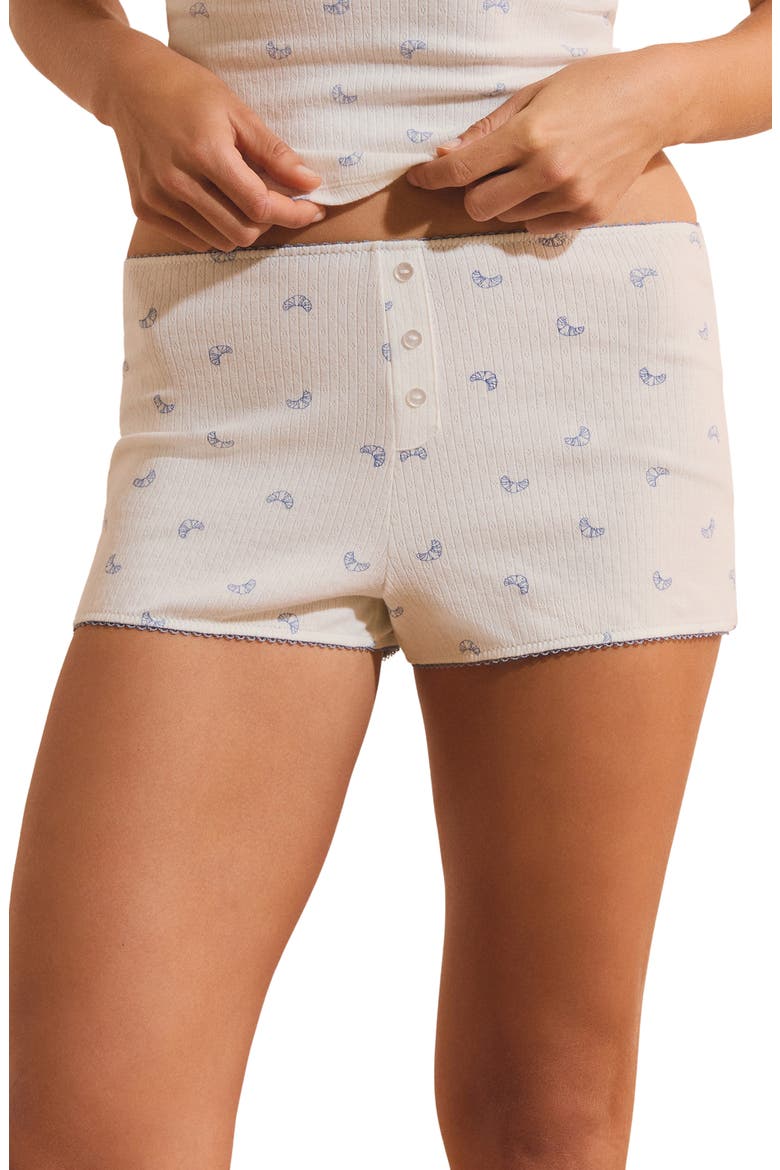 Belen Ribbed Sleep Shorts, Main, color, WHITE