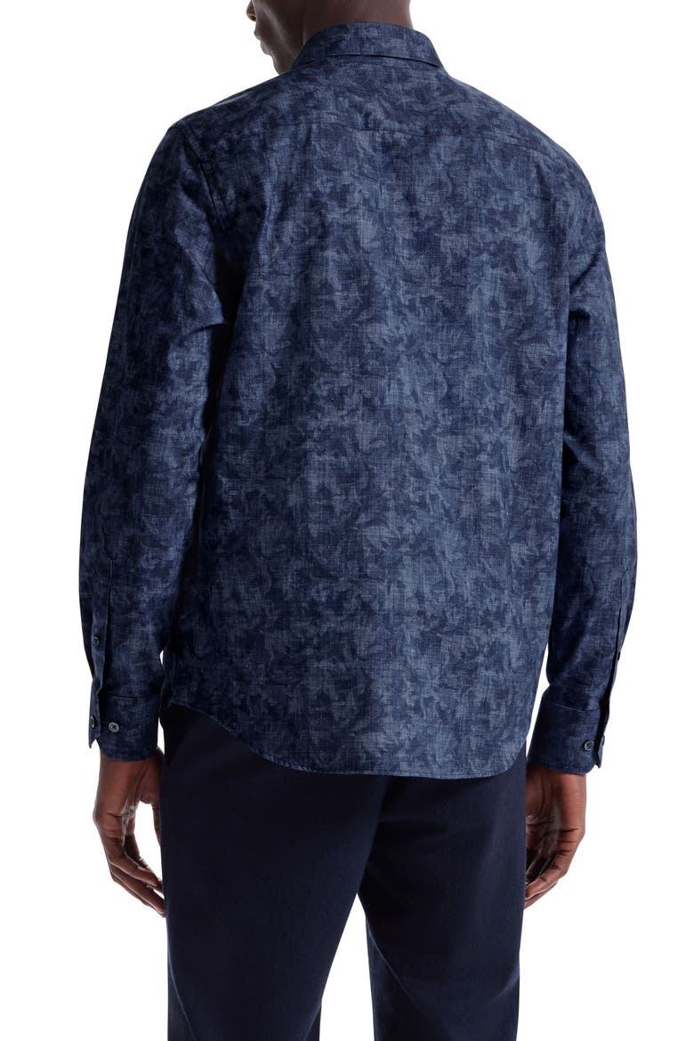 Axel Trim Fit Abstract Floral Cotton Button-Up Shirt, Alternate, color, NIGHT BLUE