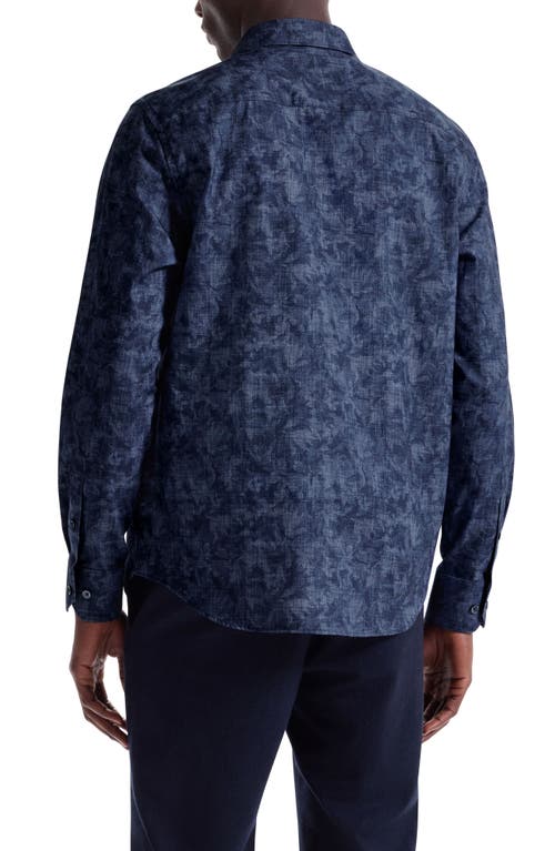 Bugatchi Axel Trim Fit Abstract Floral Cotton Button-up Shirt In Blue