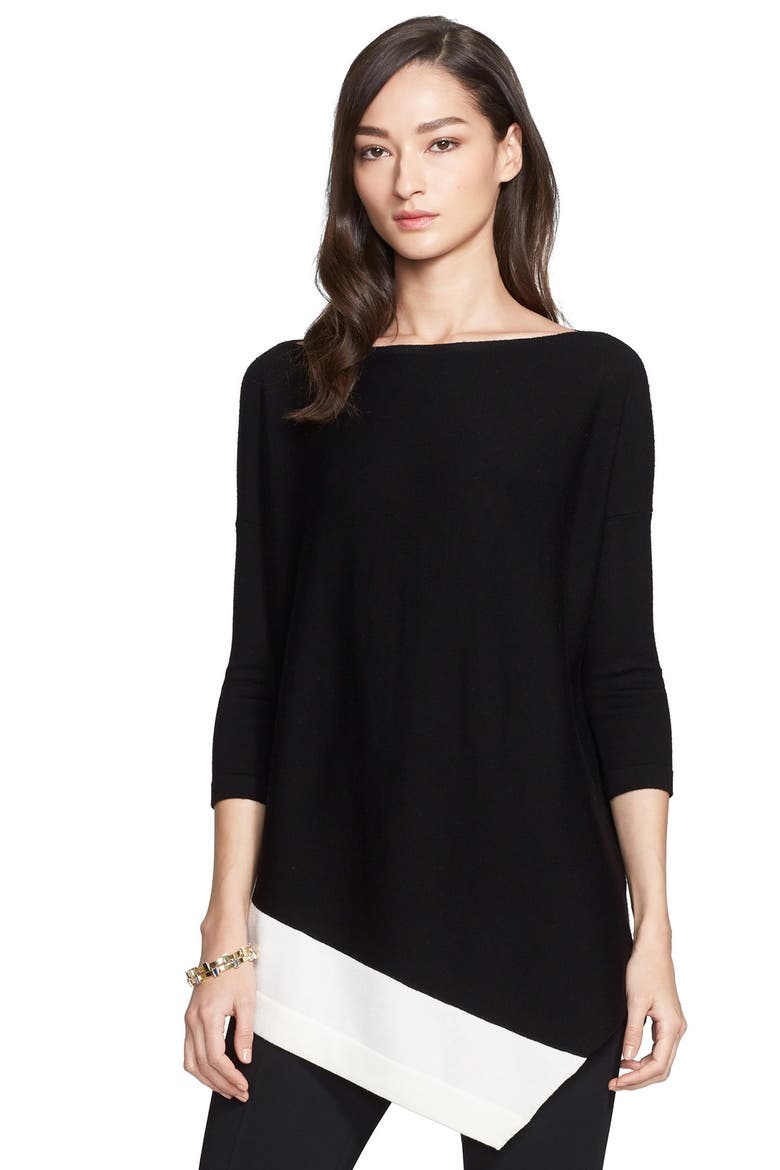 Asymmetrical Merino Wool Sweater, Main, color, CAVIAR/ CREAM