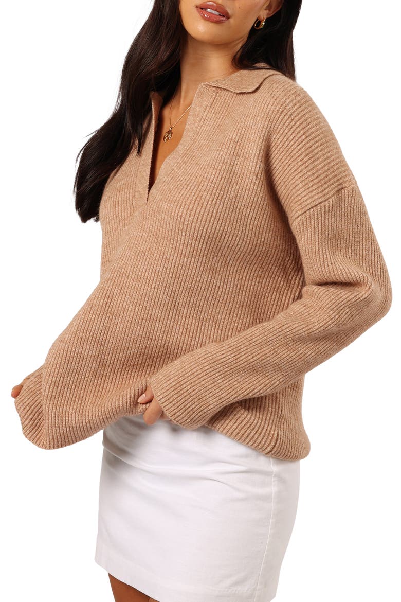 Zala Johnny Collar Sweater, Alternate, color, MOCHA