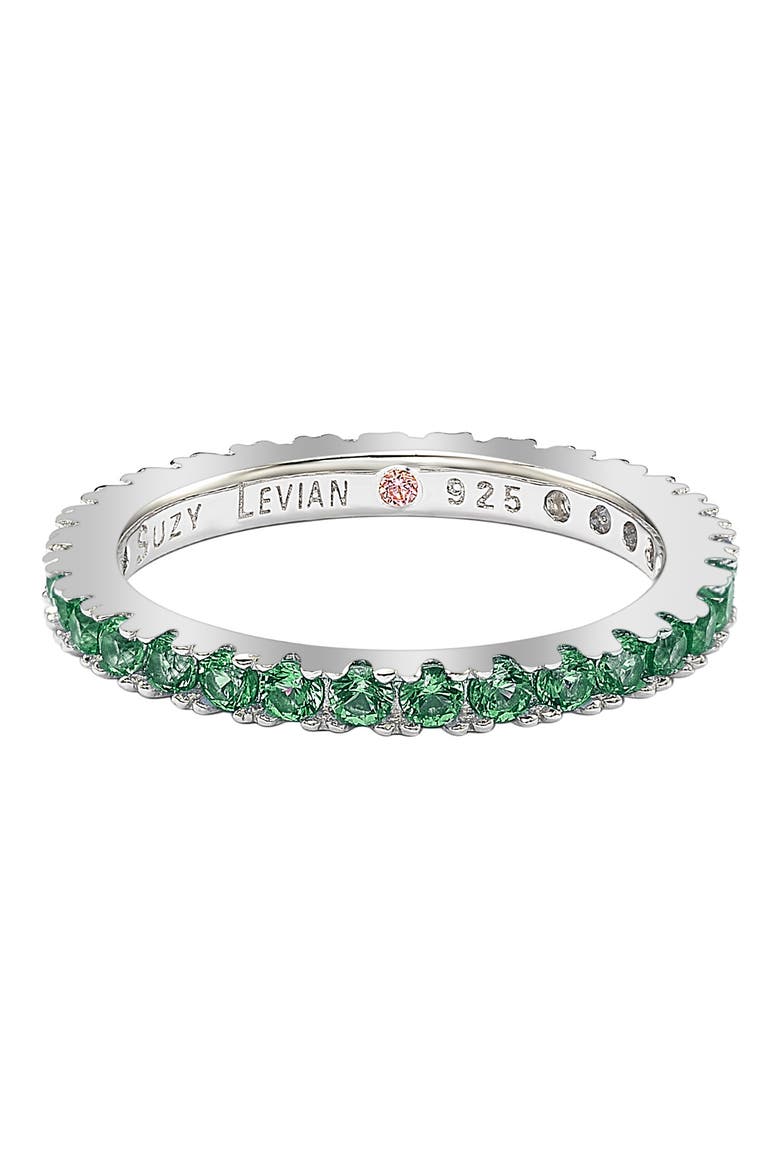 Sterling Silver Green CZ Eternity Band Ring, Alternate, color, GREEN