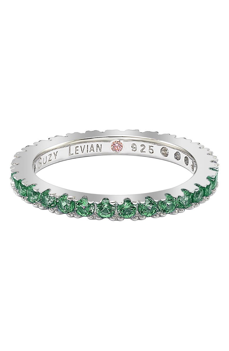 SUZY LEVIAN Sterling Silver Green CZ Eternity Band Ring, Alternate, color, Green