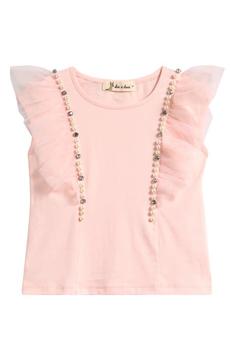 Kids' Flutter Sleeve Embellished T-Shirt (Toddler & Little Kid)