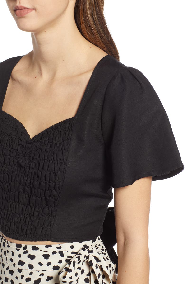 MOON RIVER Smocked Crop Top, Alternate, color, 