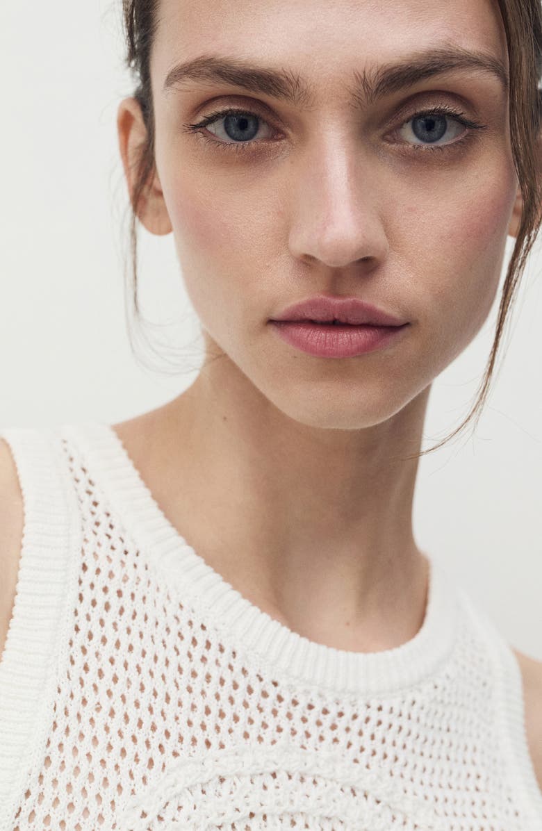 MANGO Crochet Tank, Alternate, color, Off White