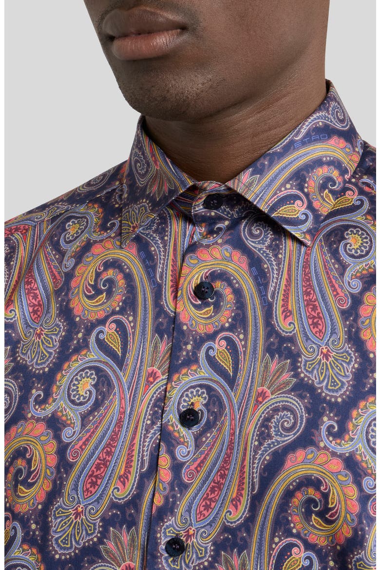 Roma Cotton Dress Shirt, Alternate, color, PRINT ON BLUE BASE