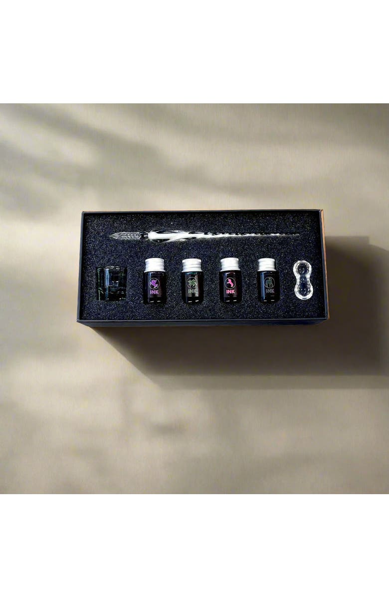 Soothi Hand-Blown Glass Dip Pen Set - Elegant Calligraphy & Writing, Alternate, color, Black