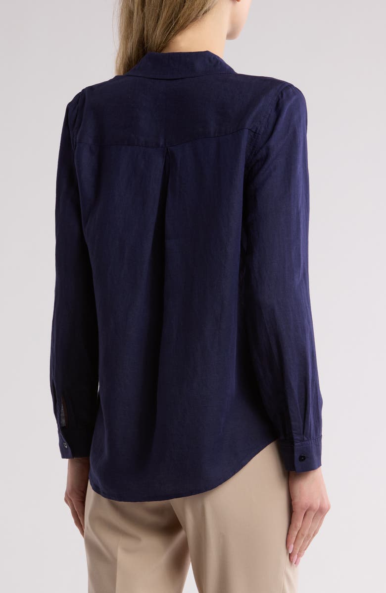 L'AGENCE Nina Linen Blend Button-Up Shirt, Alternate, color, 