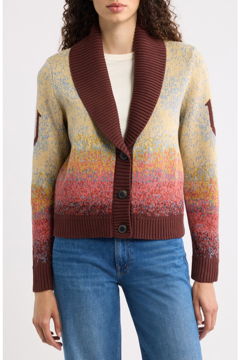 Western Scenic Shawl Collar Cardigan, Alternate, color, SUNRISE OMBRE