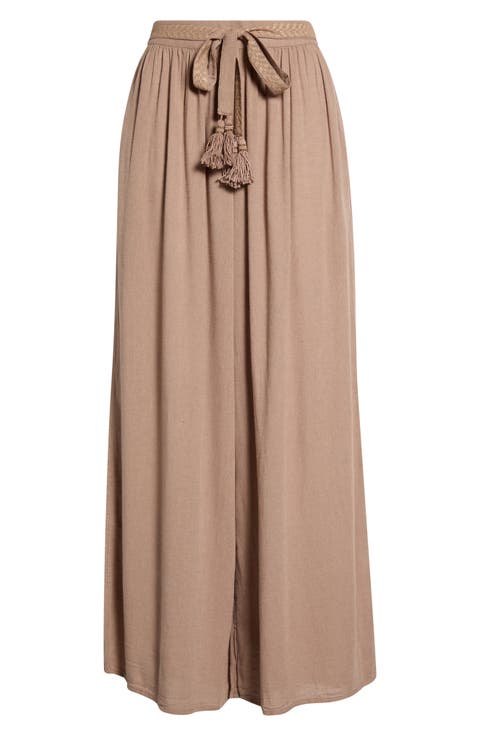 Tie Belt Wide Leg Cover-Up Pants