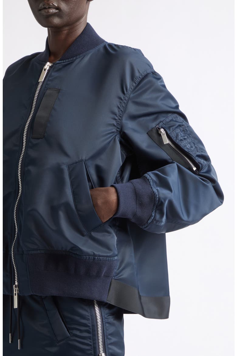 Nylon Twill Bomber Jacket, Alternate, color, NAVY