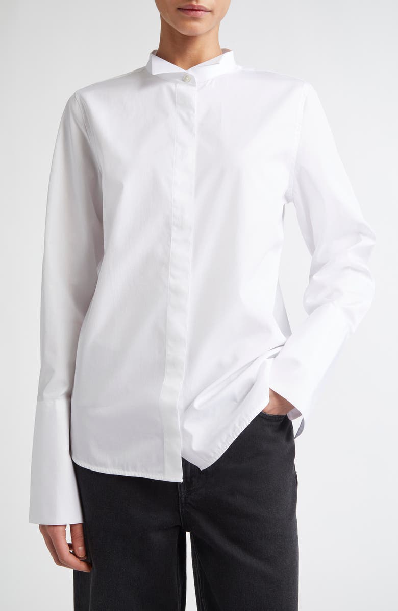 TEURN STUDIOS Tailcoat Organic Cotton Poplin Button-Up Shirt, Main, color, 