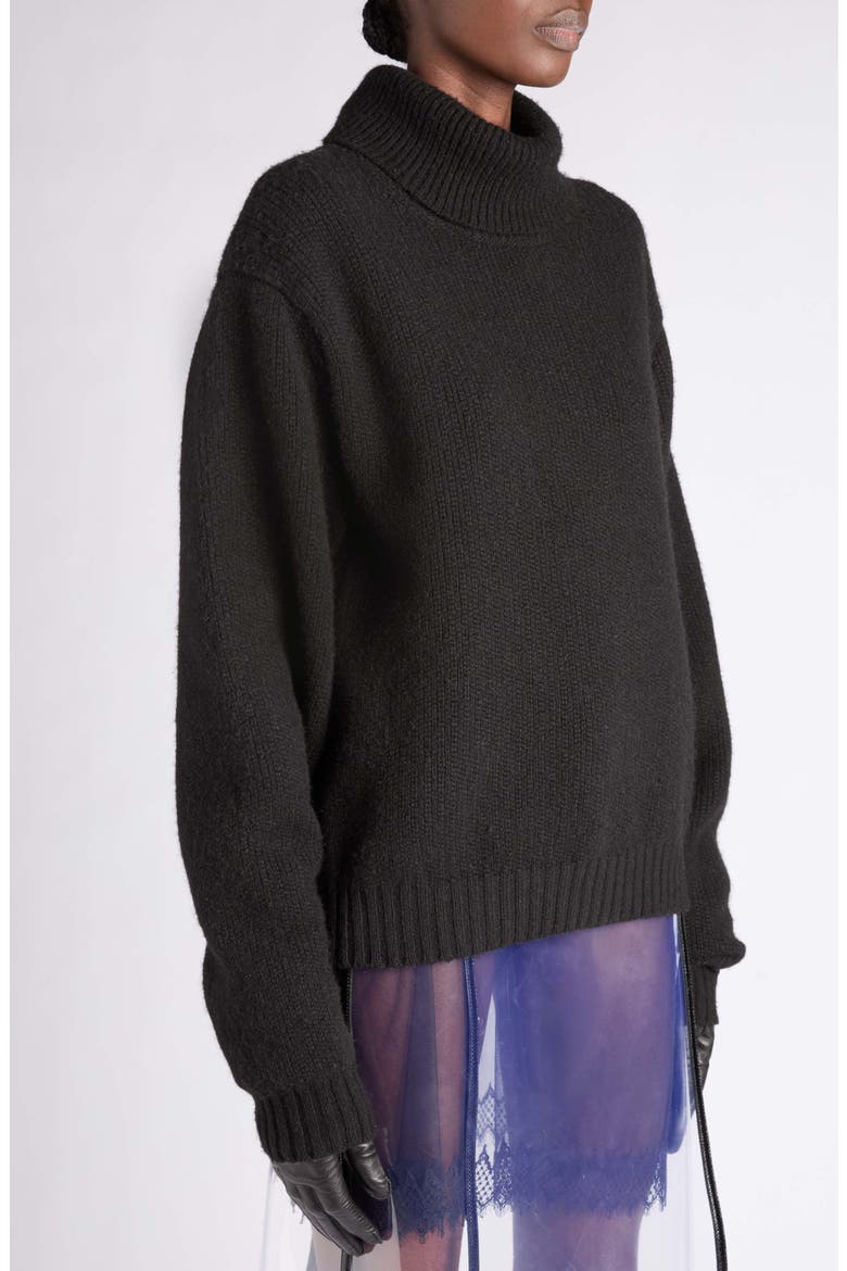 Wool, Cashmere & Mohair Turtleneck Sweater, Alternate, color, BLACK