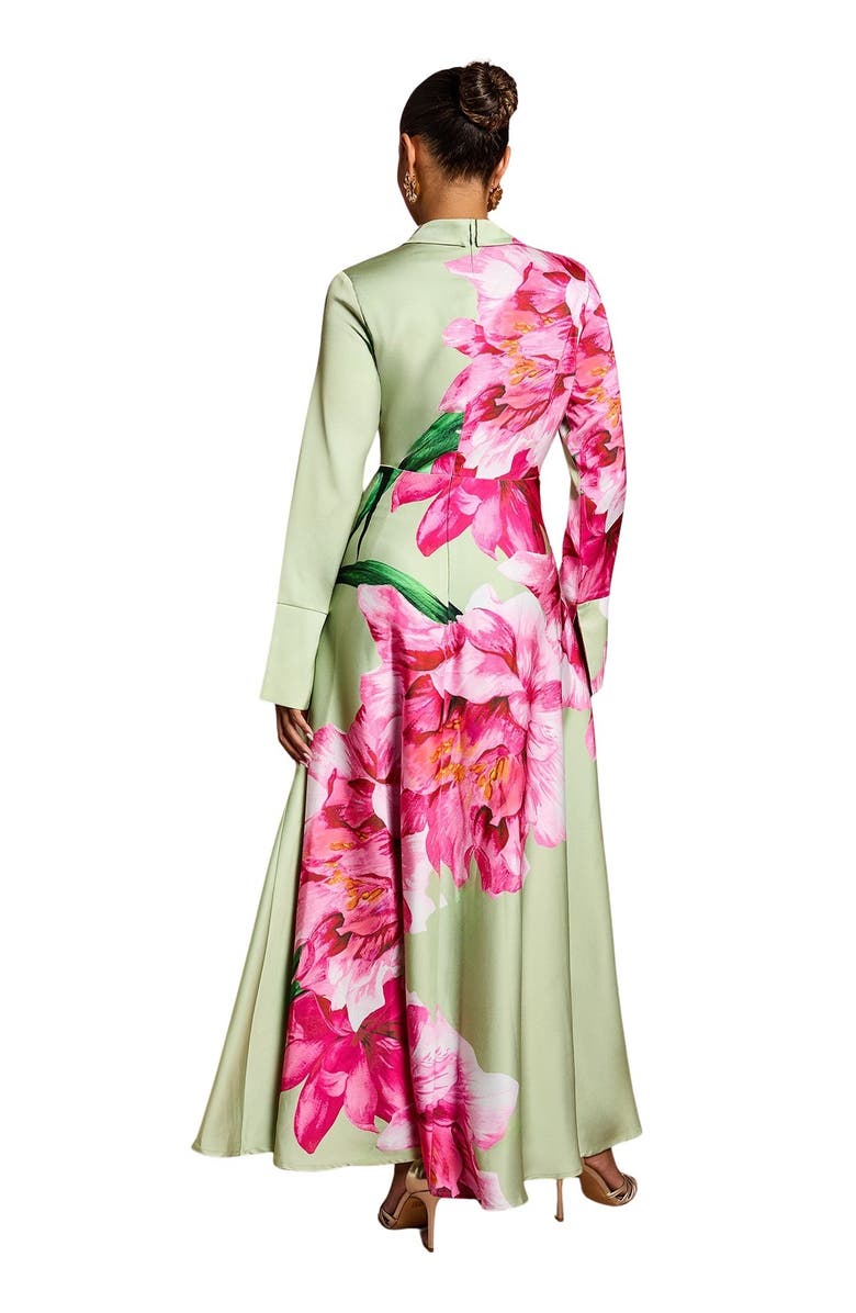 Coast Petite Placement Print Wrap Front Gown, Alternate, color, Sage