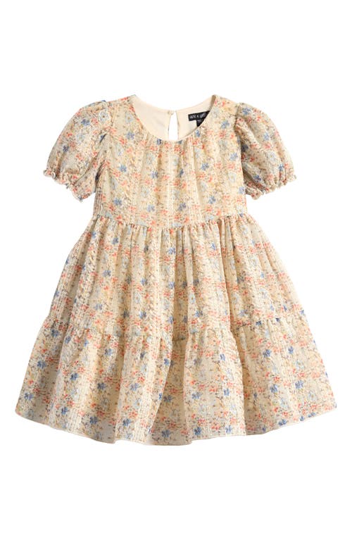 Ava & Yelly Kids' Embroidered Tiered Dress In Ivory Multi