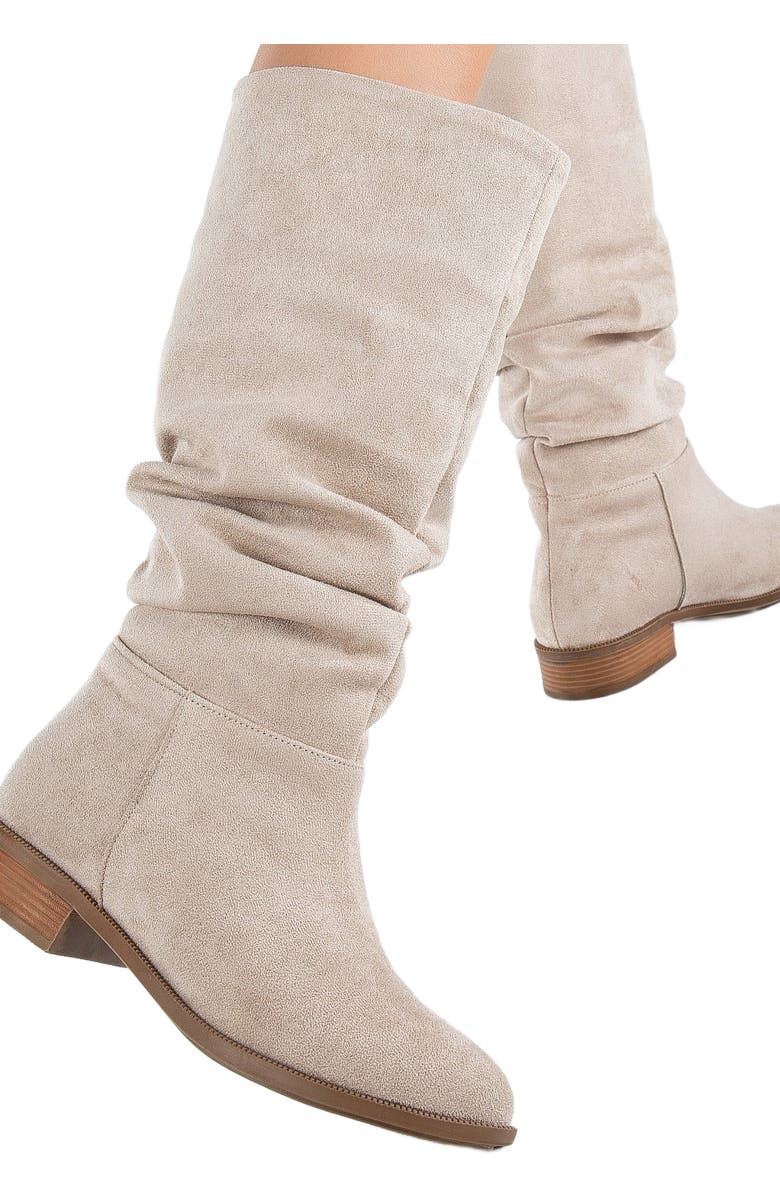Forever & Always Shoes Maribel Knee High Slouch Boots, Alternate, color, Beige Suede
