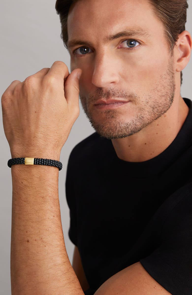 LAGOS Men's Anthem Matte Black Ceramic Caviar Beaded Bracelet, Alternate, color, Silver