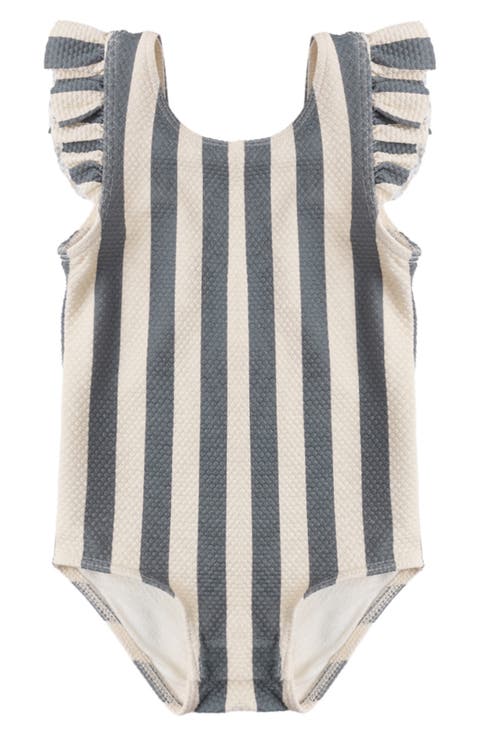 Flutter Sleeve Piqué UPF 50+ One-Piece Swimsuit (Baby)