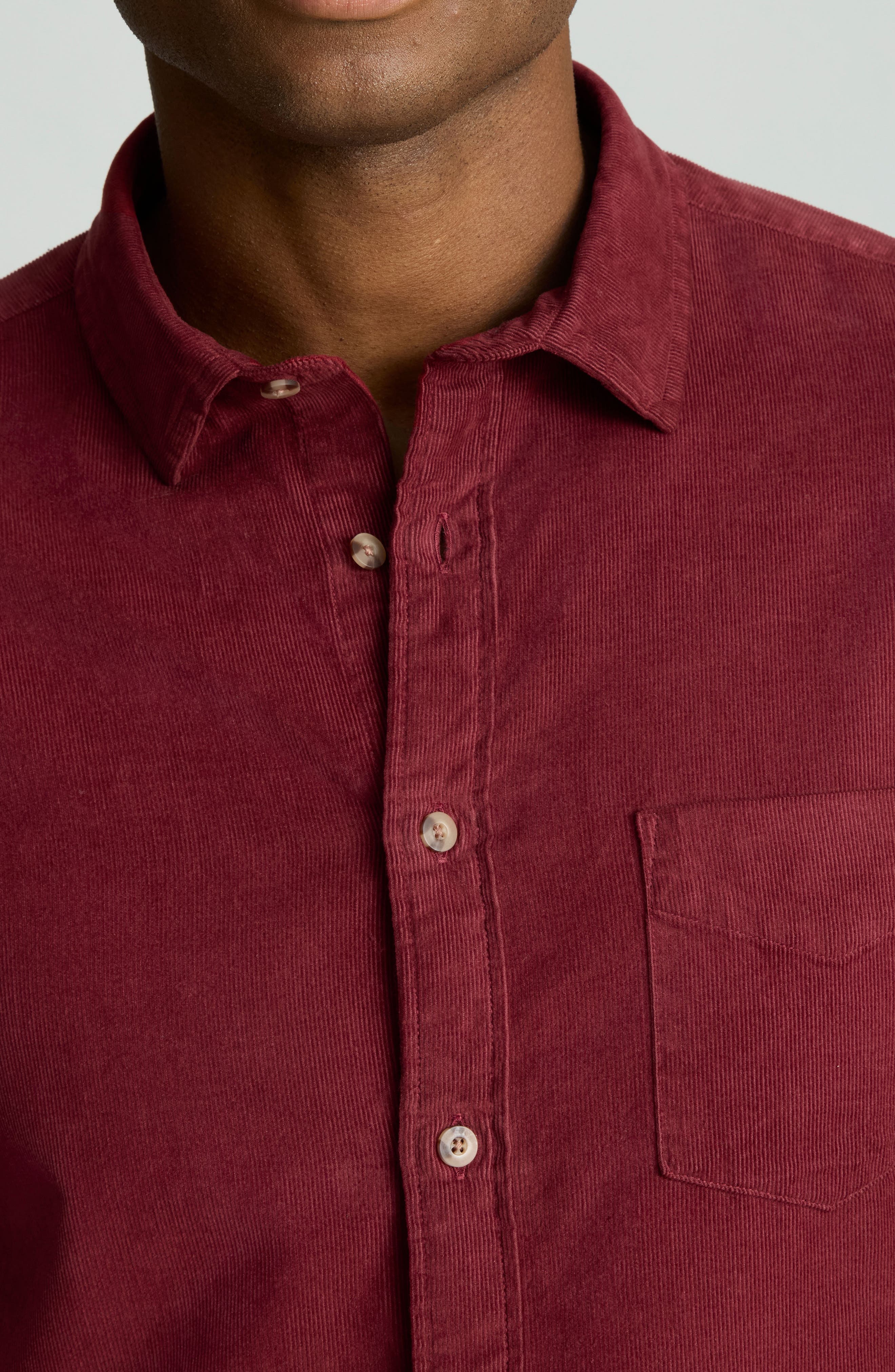 Caprone Solid Cotton Corduroy Button-Up Shirt - image 2