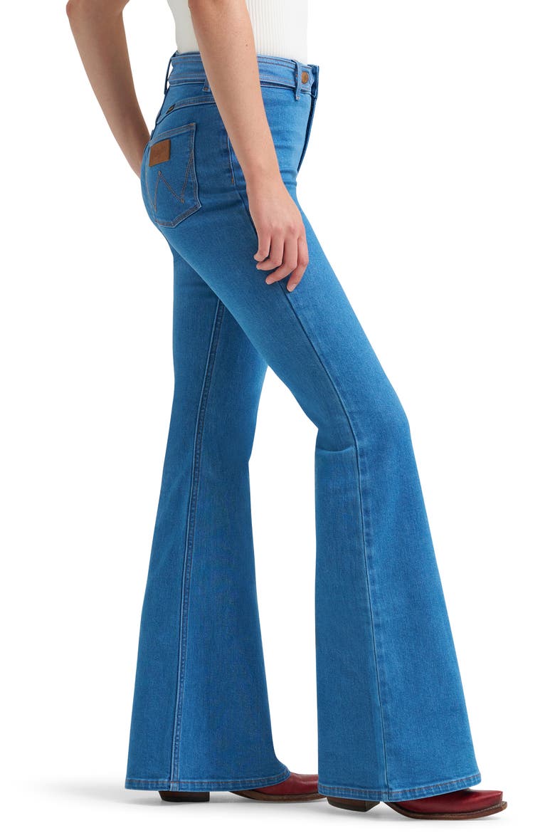 Belted Flare Jeans, Alternate, color, TURQUIOSE