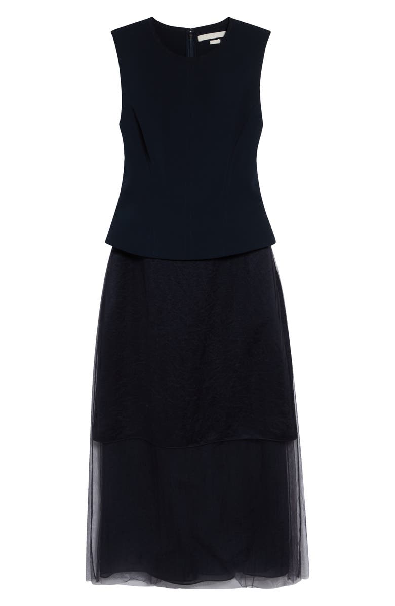 Jason Wu Collection Sleeveless Cady, Satin & Chiffon Layered Cocktail Dress, Alternate, color, Ultra Navy