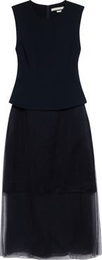 Jason Wu Collection Sleeveless Cady, Satin & Chiffon Layered Cocktail Dress