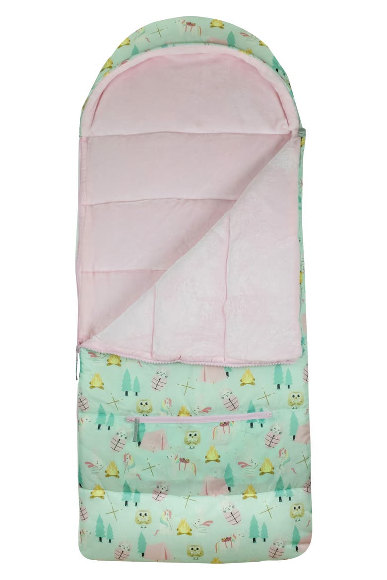 Kids' Sleep-n-Pack Camping Animals Print Sleeping Bag Backpack, Main, color, CAMPING ANIMALS