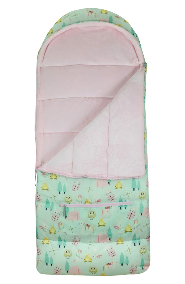 mimish Kids' Sleep-n-Pack Camping Animals Print Sleeping Bag Backpack, Main, color, Camping Animals