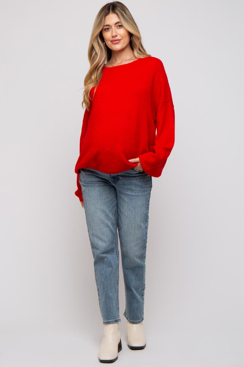 Basic Drop Shoulder Sweater, Alternate, color, Red