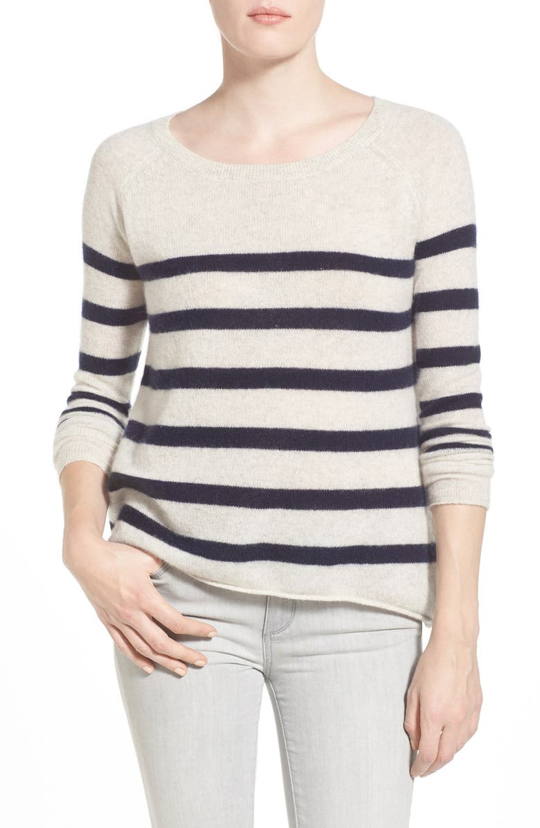 VELVET by Graham & Spencer Stripe Sheer Cashmere Sweater, Main, color, 