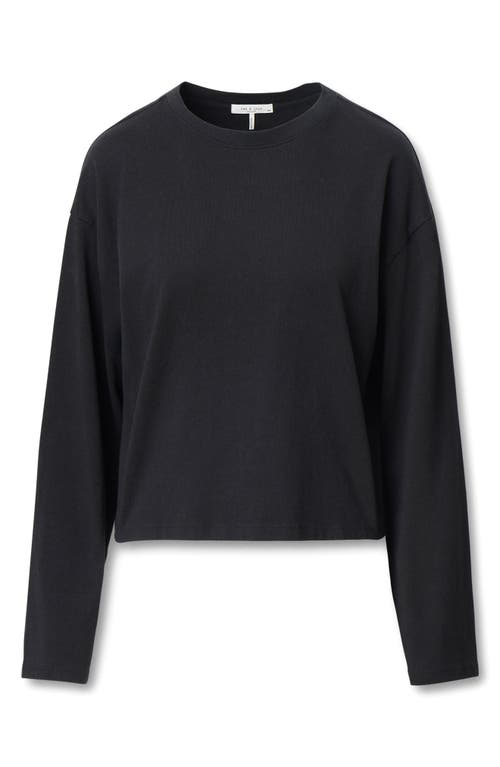 Rag & Bone Kelley Boxy Long Sleeve Cotton Jersey T-shirt In Black