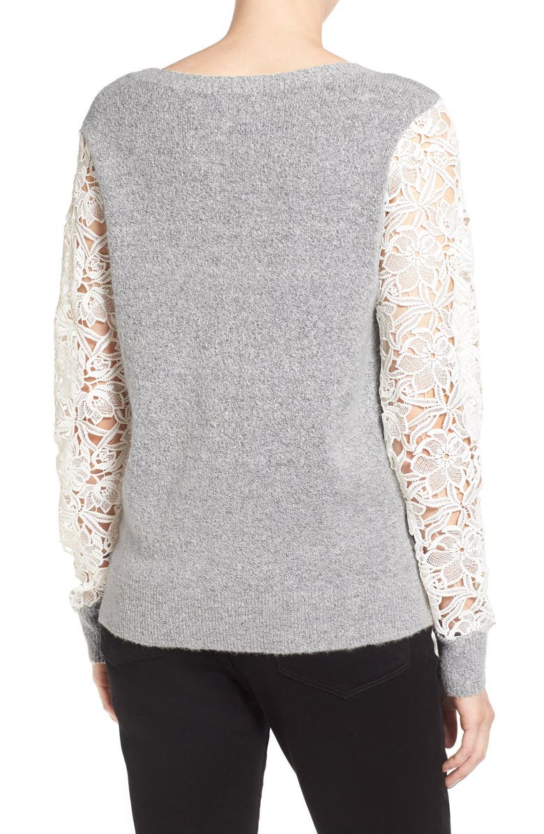 Halogen<sup>®</sup> Lace Detail Crewneck Sweater, Alternate, color, 
