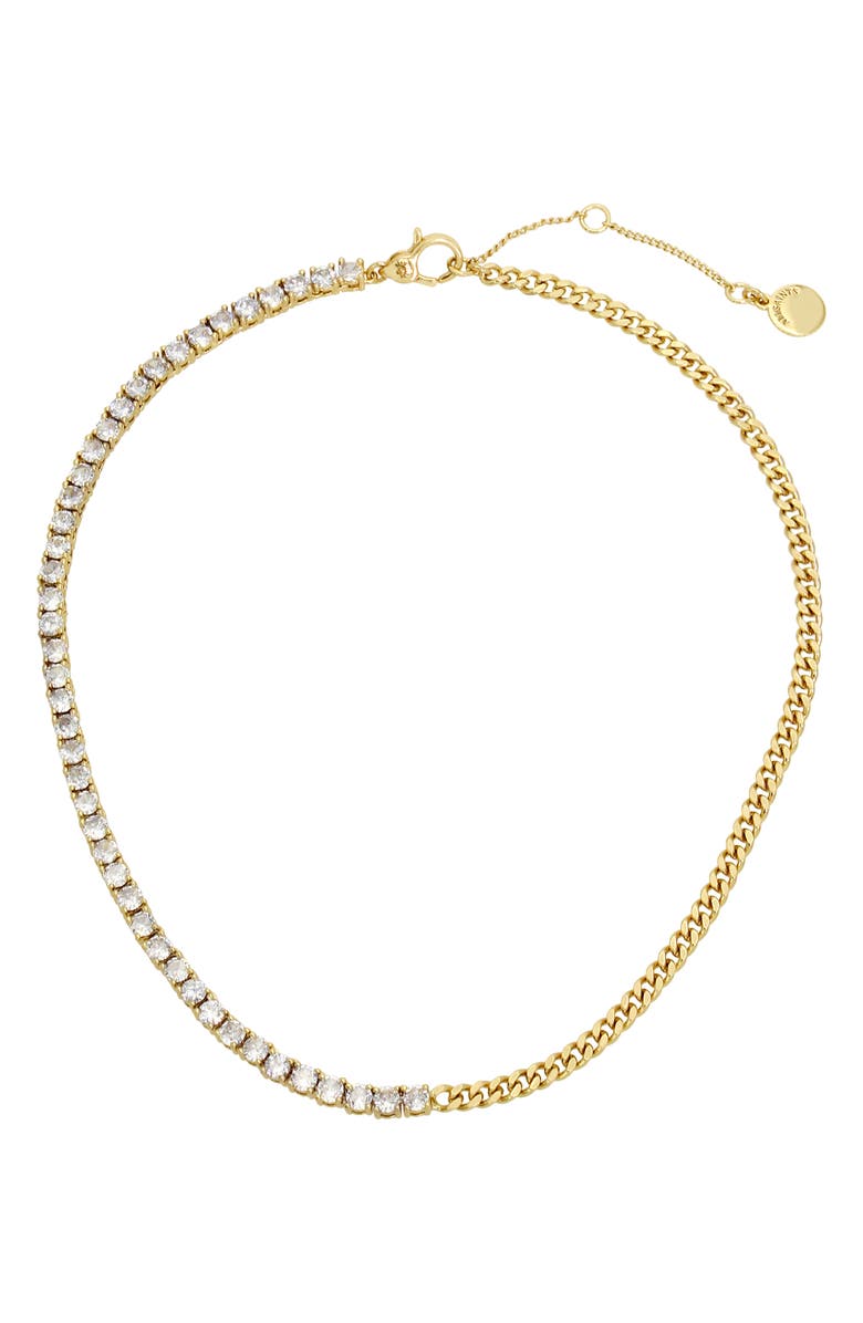 AllSaints Crystal & Curb Chain Necklace, Alternate, color, Crystal/ Gold