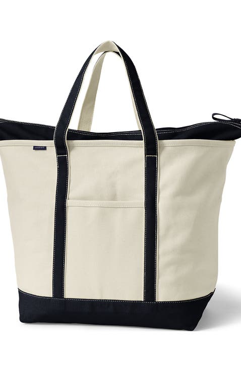 Zip Top Canvas Tote Bag
