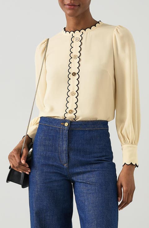 Jemima Scalloped Long Sleeve Top