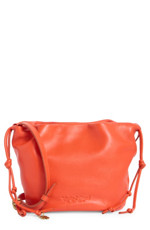 Tess Drawstring Leather Bucket Bag