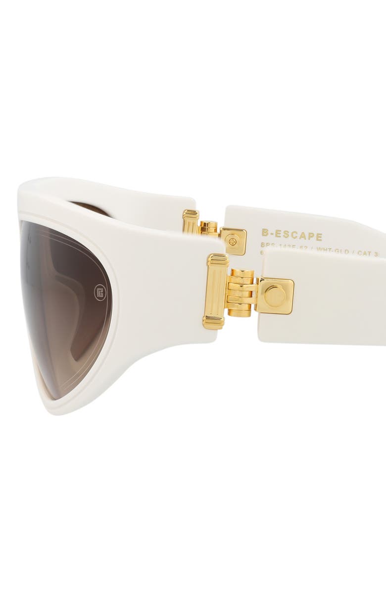 Balmain 62mm Shield Sunglasses, Alternate, color, White White Brown