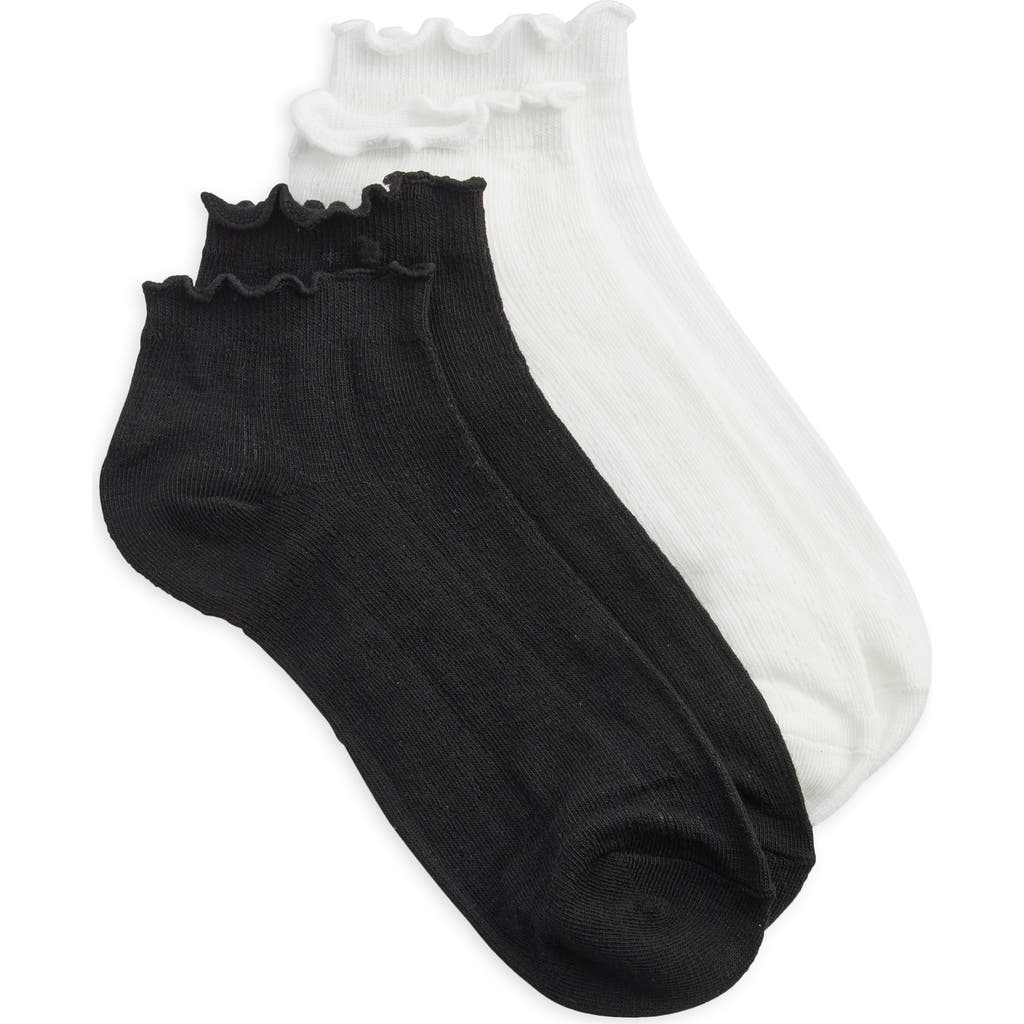 Stems 2-pack Micro Pointelle Ruffle Ankle Socks In Multi